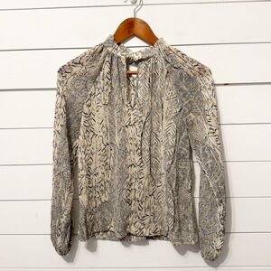 BTFL - Life | Women's Cream Gold Metallic Rolled Round Neck Blouse Size XS